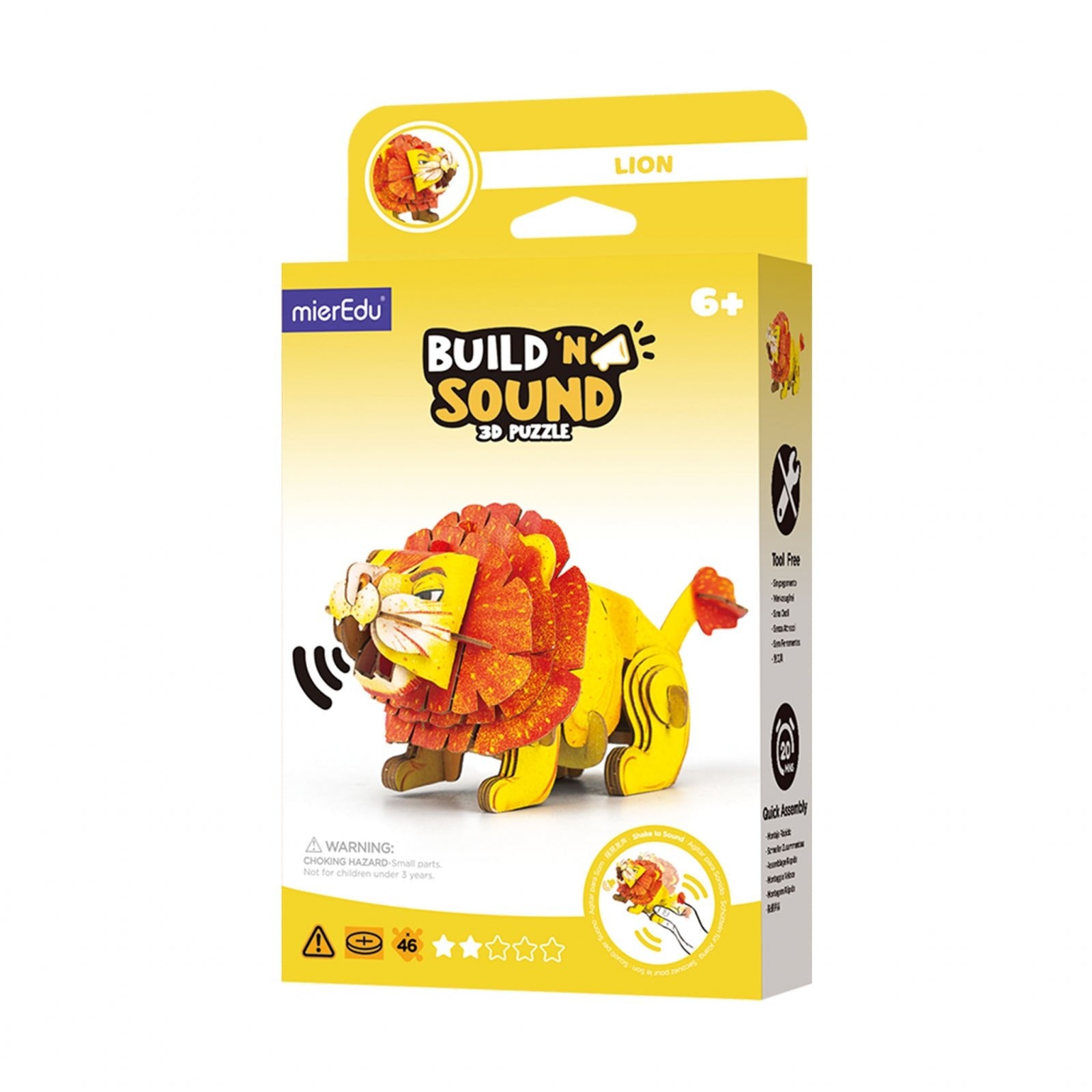 Puzzle 3D cu sunete - Leu, Build n Sound - mierEdu - Publisol.ro