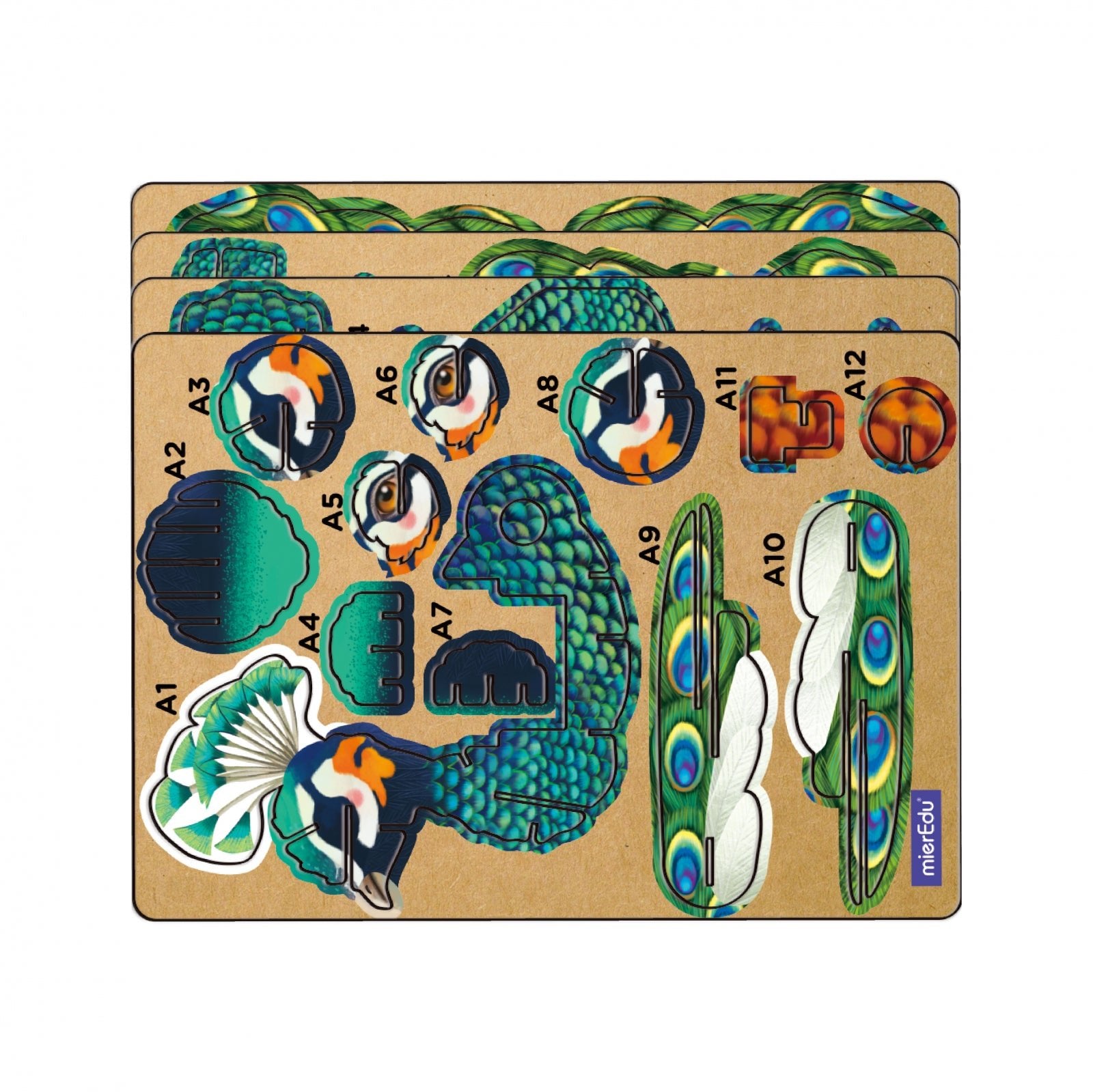 Puzzle 3D cu sunete - Paun, Build n Sound - mierEdu - Publisol.ro