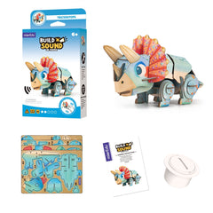 Puzzle 3D cu sunete - Triceratops, Build n Sound - mierEdu - Publisol.ro