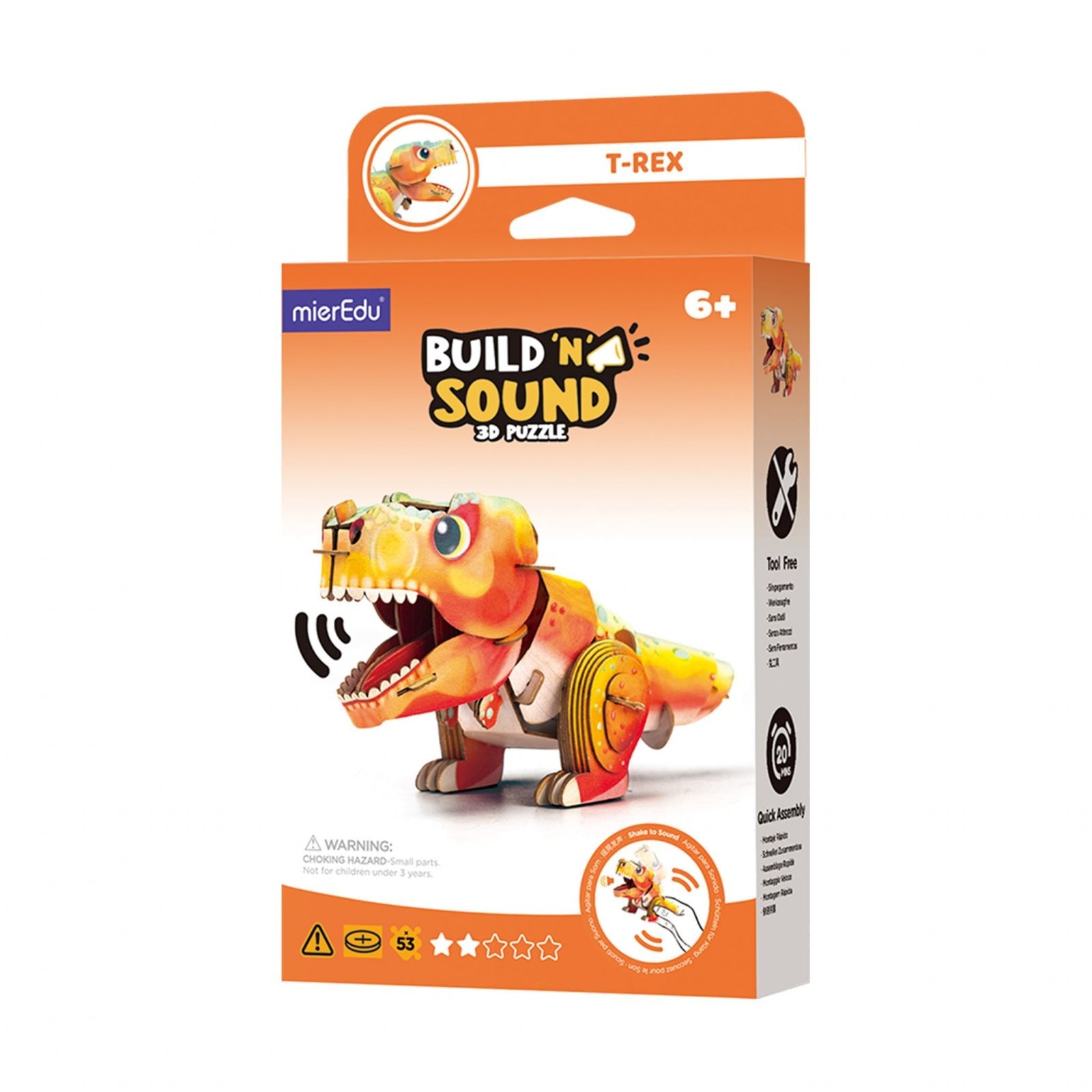 Puzzle 3D cu sunete - Tyrannosaurus Rex, Build n Sound - mierEdu - Publisol.ro