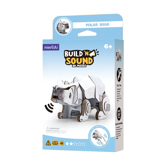 Puzzle 3D cu sunete - Urs polar, Build n Sound - mierEdu - Publisol.ro