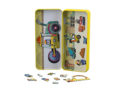 Puzzle magnetic in cutie metalica, joc de potrivire si asociere - Camioane - mierEdu - Publisol.ro