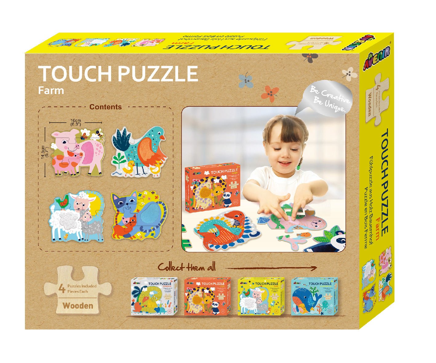 Puzzle tactil din lemn - Ferma - Avenir - Publisol.ro