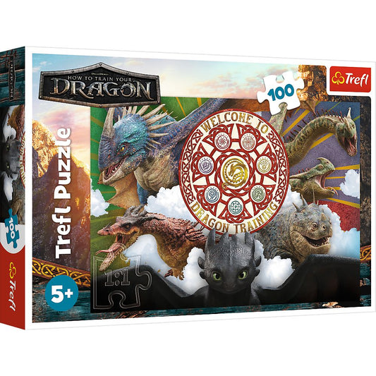 Puzzle Trefl 100 Cum sa iti dresezi dragonul, Dragoni in actiune - Publisol.ro