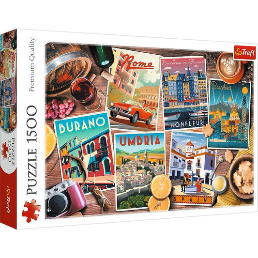 Puzzle trefl 1500 calatorind prin europa, Trefl - Publisol.ro