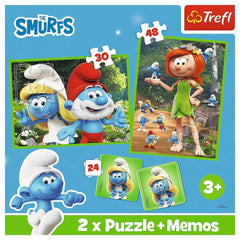Puzzle Trefl 2 in 1 Memo Strumfii si prietenii lui - Publisol.ro