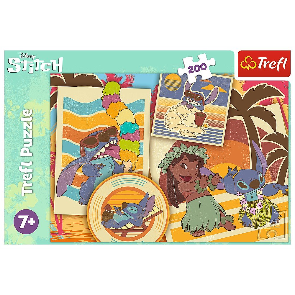 Puzzle Trefl 200 Stitch la plaja cu lilo si Stitch - Publisol.ro