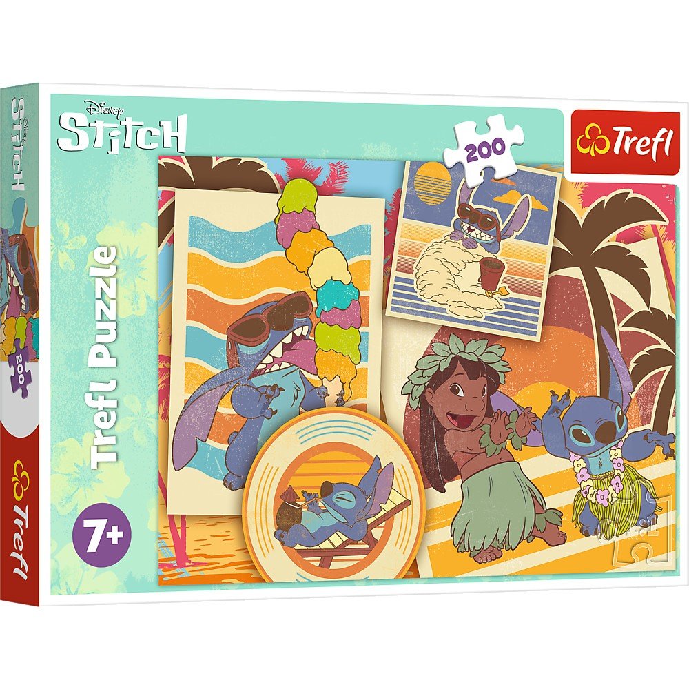 Puzzle Trefl 200 Stitch la plaja cu lilo si Stitch - Publisol.ro