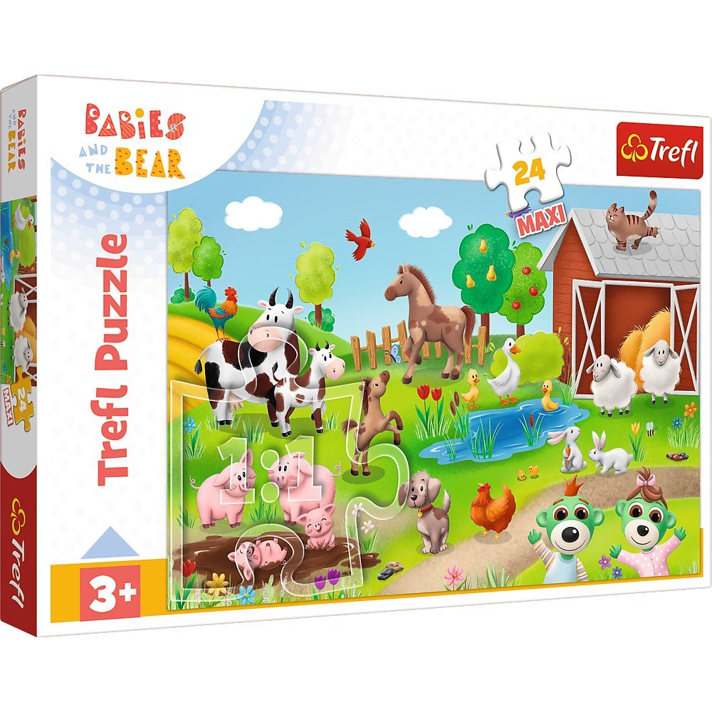 Puzzle Trefl 24 maxi babies and the bear animale la ferma - Publisol.ro