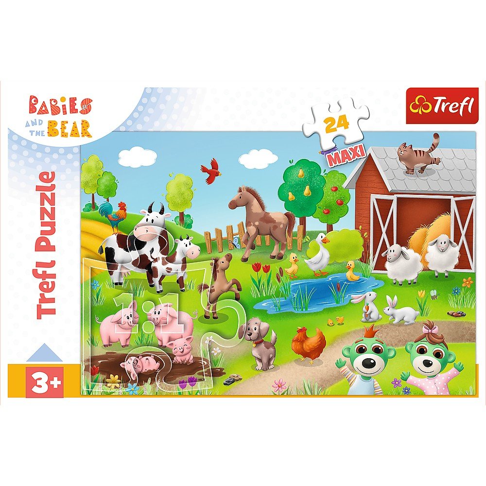 Puzzle Trefl 24 maxi babies and the bear animale la ferma - Publisol.ro