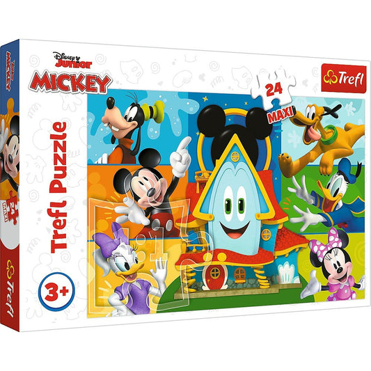Puzzle trefl 24 maxi mickey mouse casa prietenilor amuzanti, Trefl - Publisol.ro