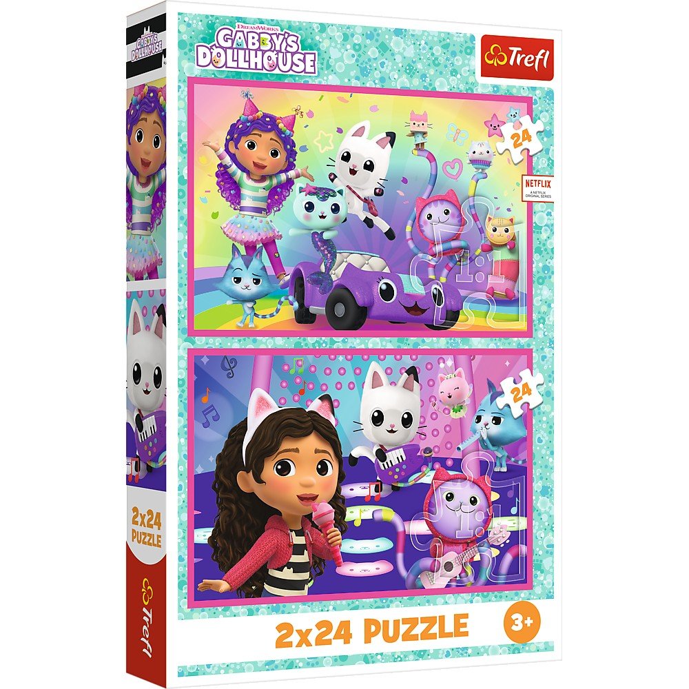 Puzzle Trefl 2x24 Gabbys Dollhouse aventurile lui Gabby - Publisol.ro