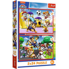 Puzzle Trefl 2x24 patrula catelusilor ziua amuzanta a catelusilor - Publisol.ro