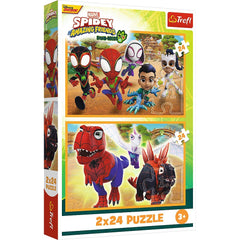 Puzzle Trefl 2x24 spidey and his amazing friends dino - webs spidey si dinozaurii - Publisol.ro