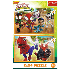 Puzzle Trefl 2x24 spidey and his amazing friends dino - webs spidey si dinozaurii - Publisol.ro