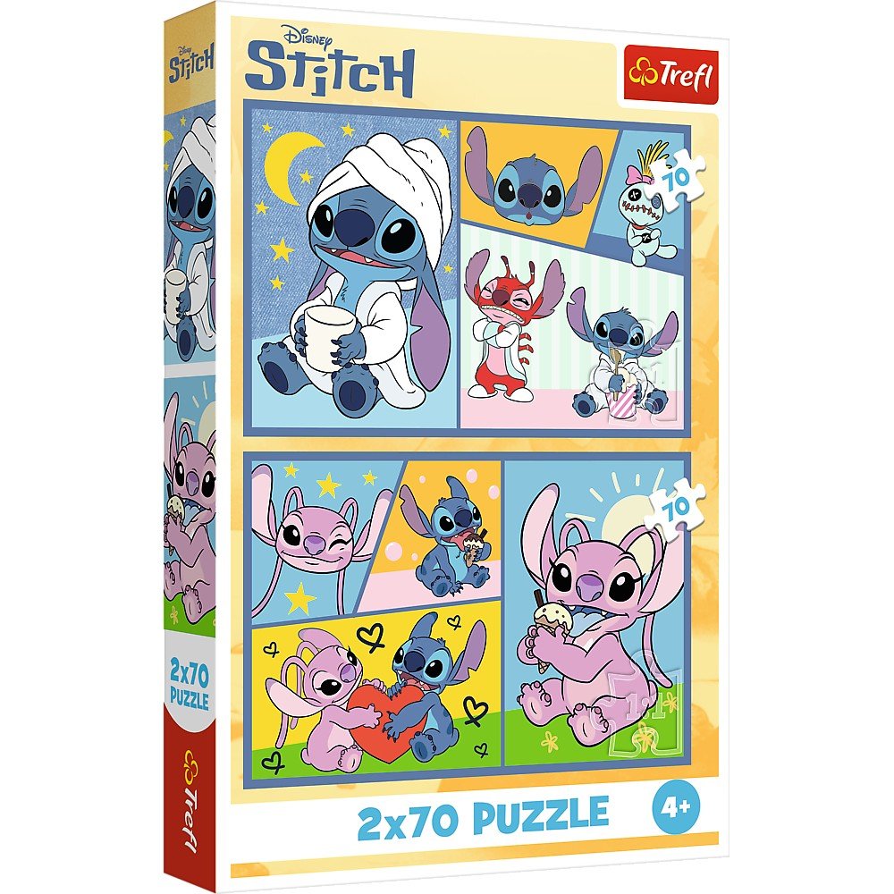 Puzzle Trefl 2x70 Stitch nu exista plictiseala cu Stitch - Publisol.ro
