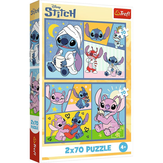 Puzzle Trefl 2x70 Stitch nu exista plictiseala cu Stitch - Publisol.ro