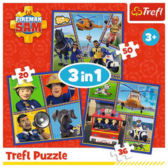 Puzzle Trefl 3 in 1 pompierul sam o zi din viata pompierilor - Publisol.ro