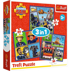 Puzzle Trefl 3 in 1 pompierul sam o zi din viata pompierilor - Publisol.ro