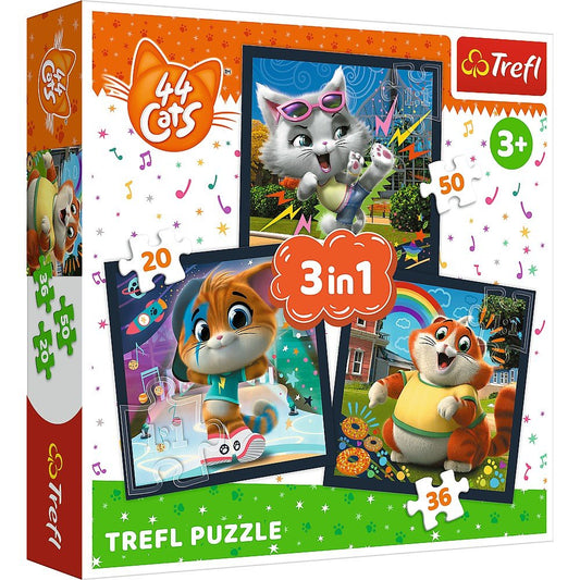 Puzzle trefl 3in1 44 cats pisicile dragalase, Trefl - Publisol.ro