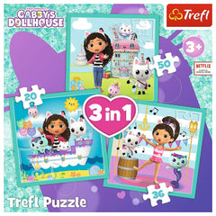 Puzzle trefl 3in1 gabbys dollhouse activitatile lui gabby, Trefl - Publisol.ro