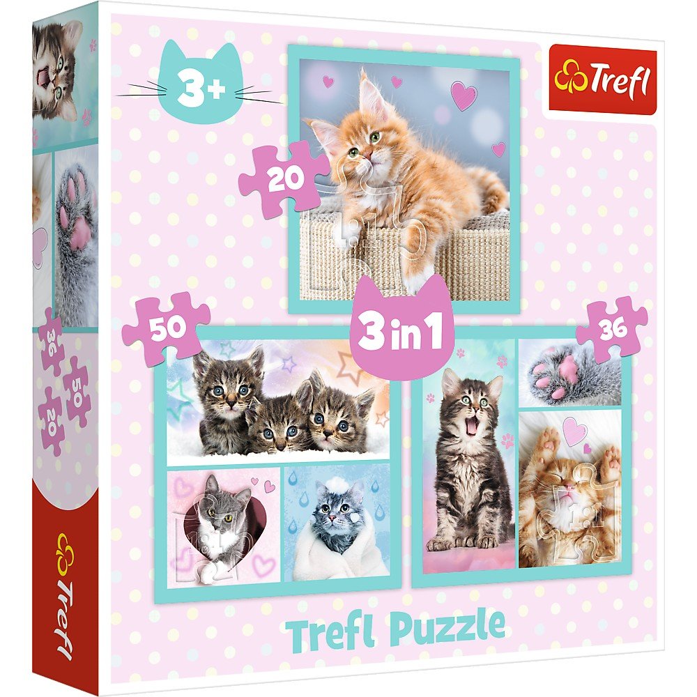 Puzzle trefl 3in1 pisicutele dragalase, Trefl - Publisol.ro