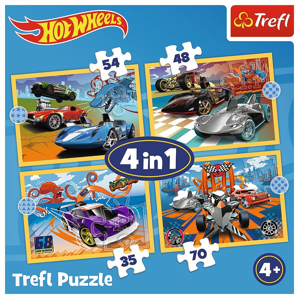 Puzzle Trefl 4 in1 Hot Wheels vehicule - Publisol.ro