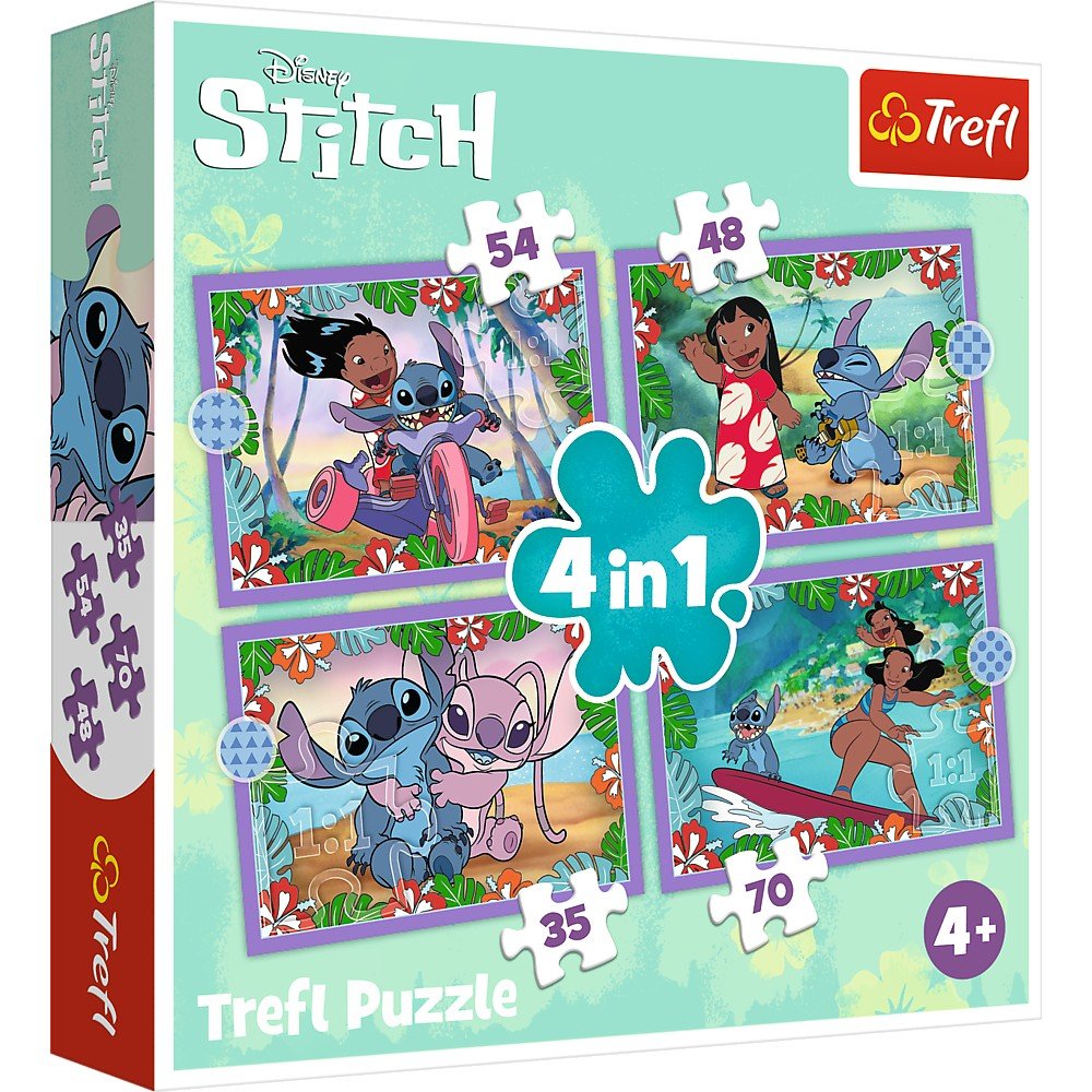 Puzzle Trefl 4 in1 Stitch ziua fermecata - Publisol.ro