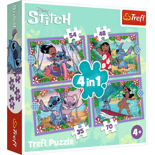 Puzzle Trefl 4 in1 Stitch ziua fermecata - Publisol.ro