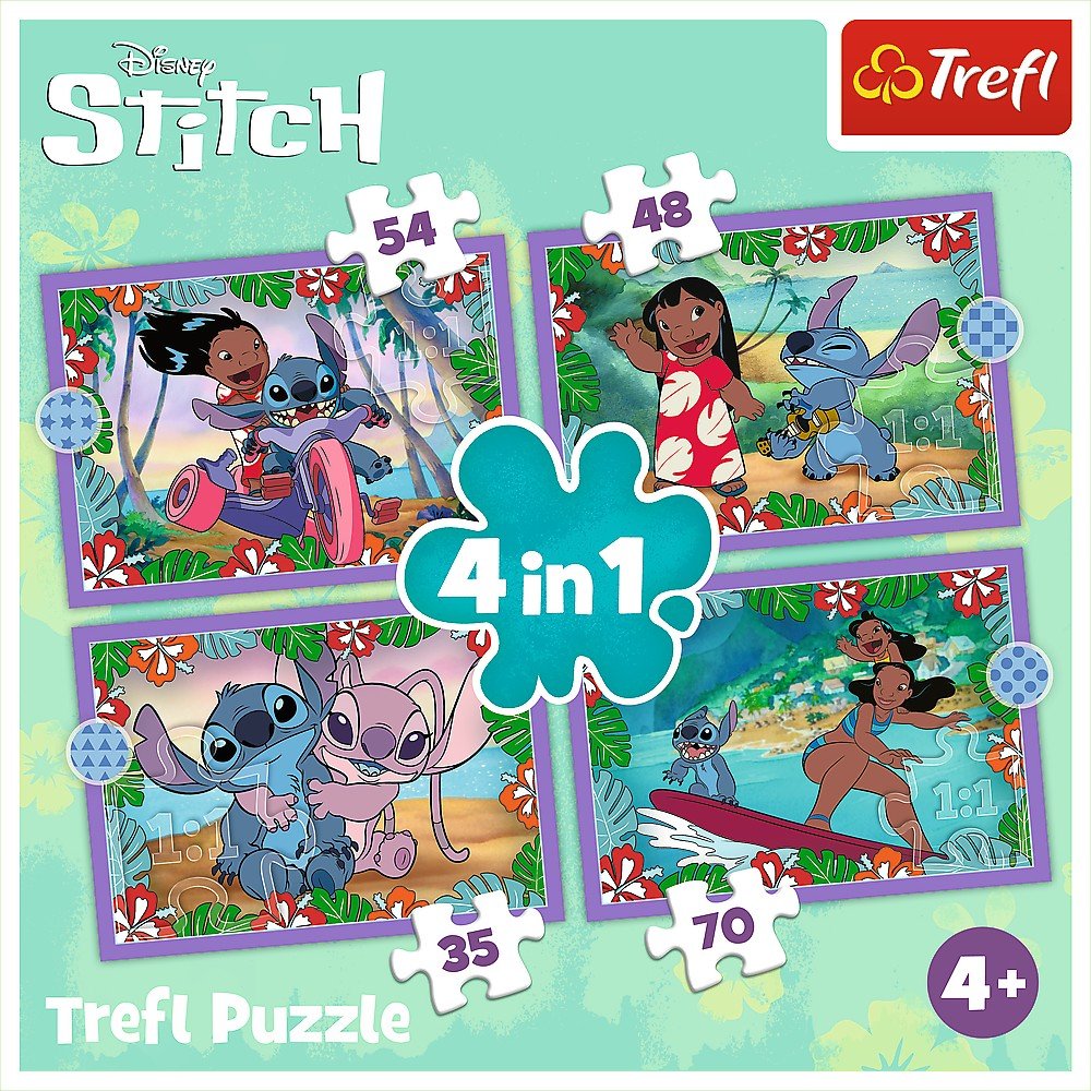 Puzzle Trefl 4 in1 Stitch ziua fermecata - Publisol.ro