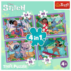 Puzzle Trefl 4 in1 Stitch ziua fermecata - Publisol.ro