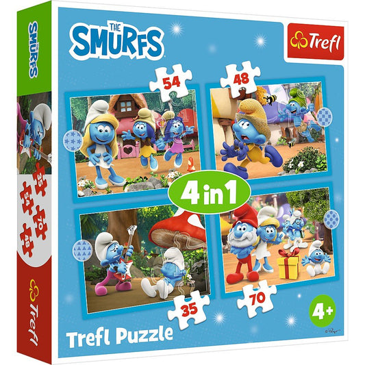 Puzzle Trefl 4 in1 strumfii satul strumfilor - Publisol.ro