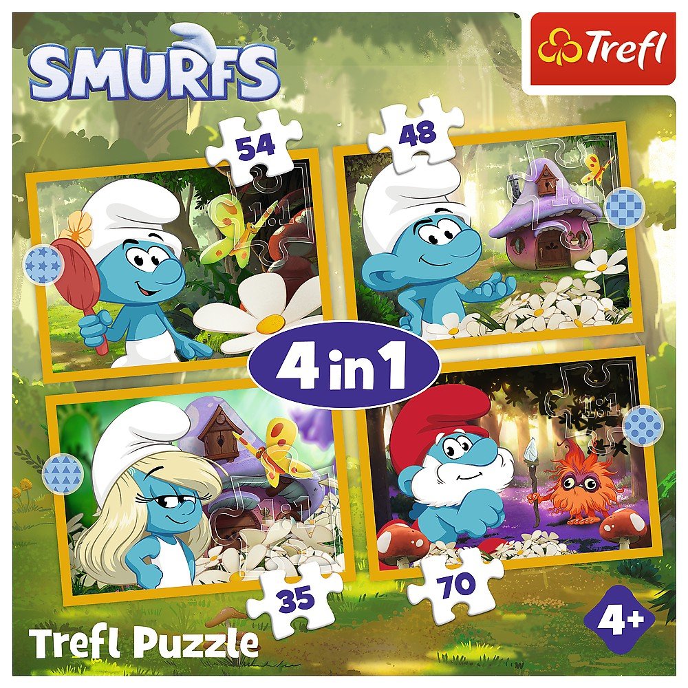 Puzzle Trefl 4 in1 strumfii viata in satul strumfilor - Publisol.ro
