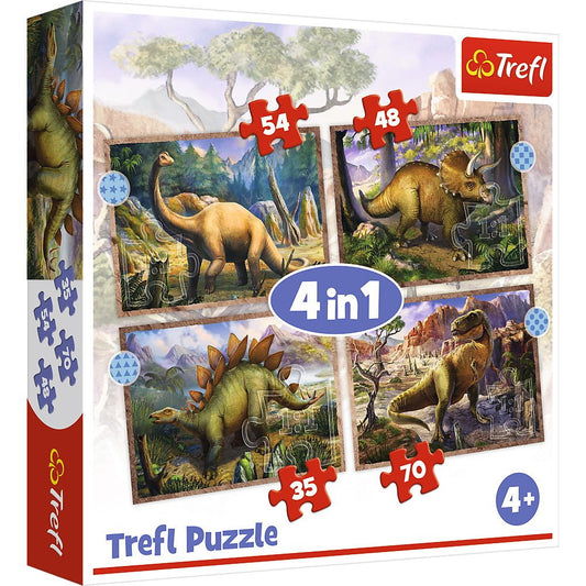 Puzzle trefl 4in1 dinozaurii interesanti, Trefl - Publisol.ro