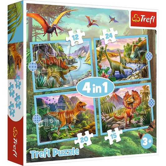 Puzzle trefl 4in1 lumea dinozaurilor, Trefl - Publisol.ro