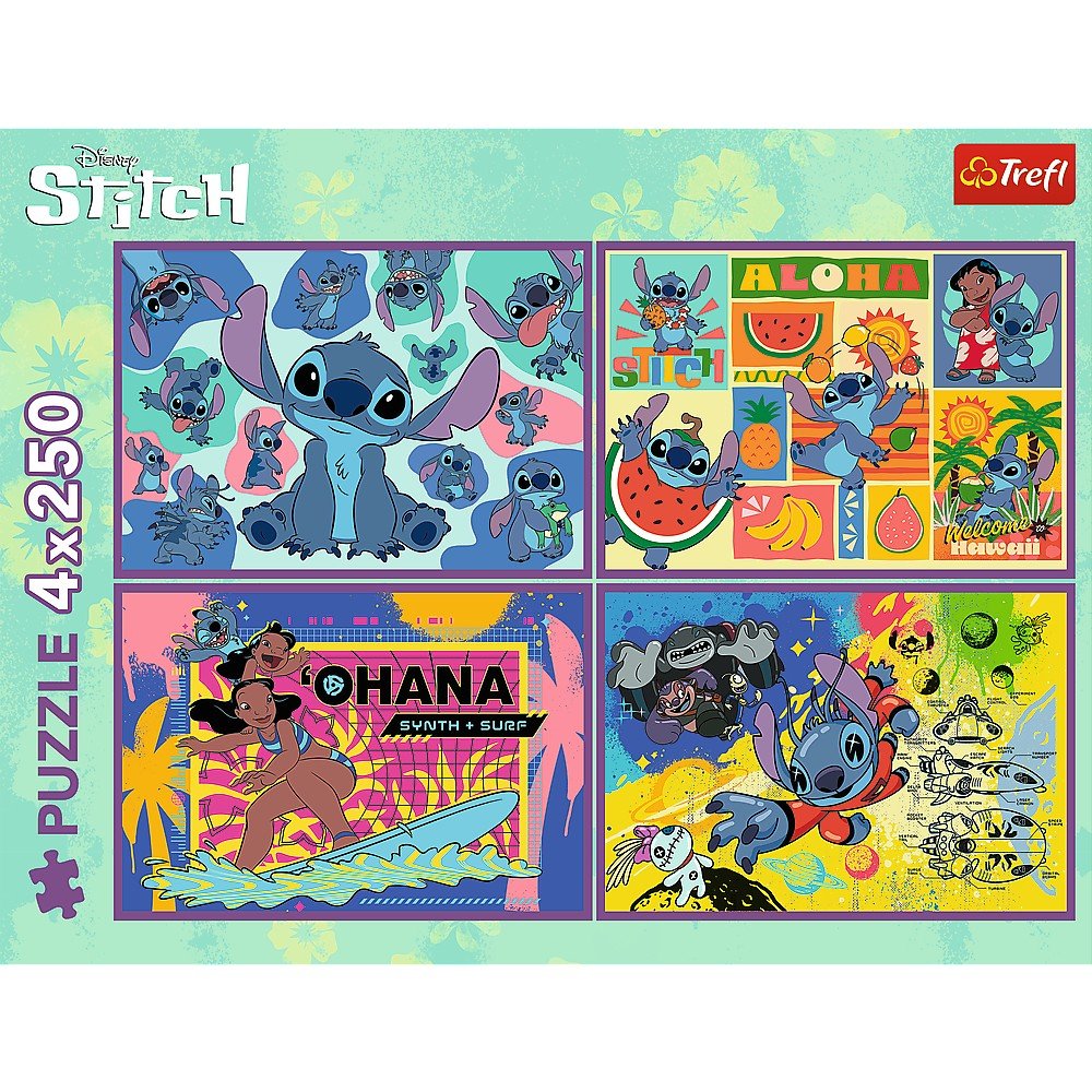 Puzzle Trefl 4x250 Disney uimitorul Stitch - Publisol.ro