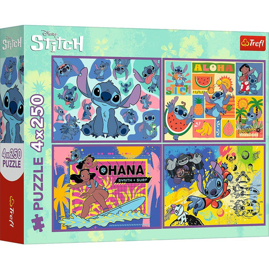 Puzzle Trefl 4x250 Disney uimitorul Stitch - Publisol.ro