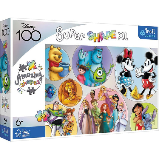 Puzzle trefl primo super shape xxl 160 disney 100 lumea disney, Trefl - Publisol.ro