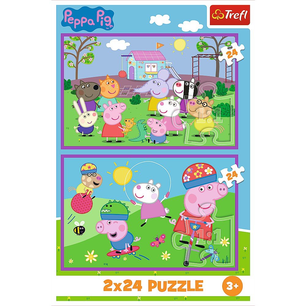 Puzzles 2x24 peppa pig o zi la joaca cu peppa pig - Publisol.ro