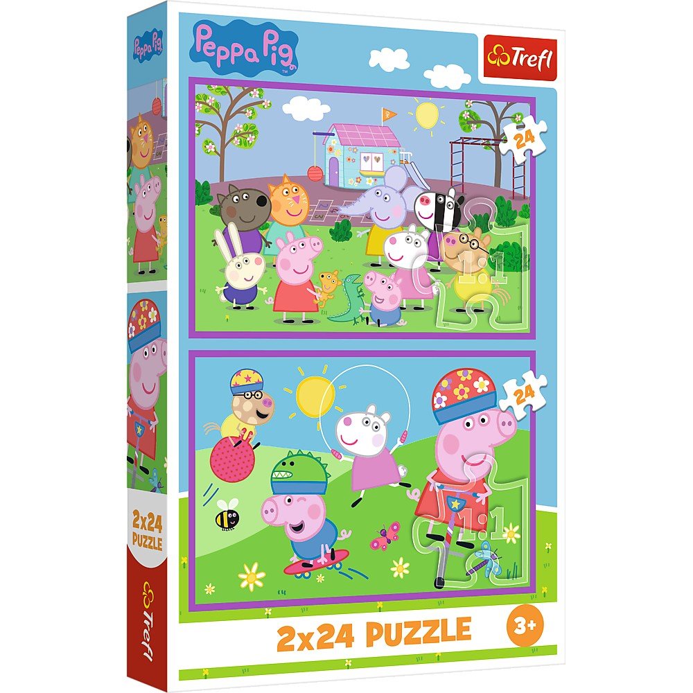 Puzzles 2x24 peppa pig o zi la joaca cu peppa pig - Publisol.ro