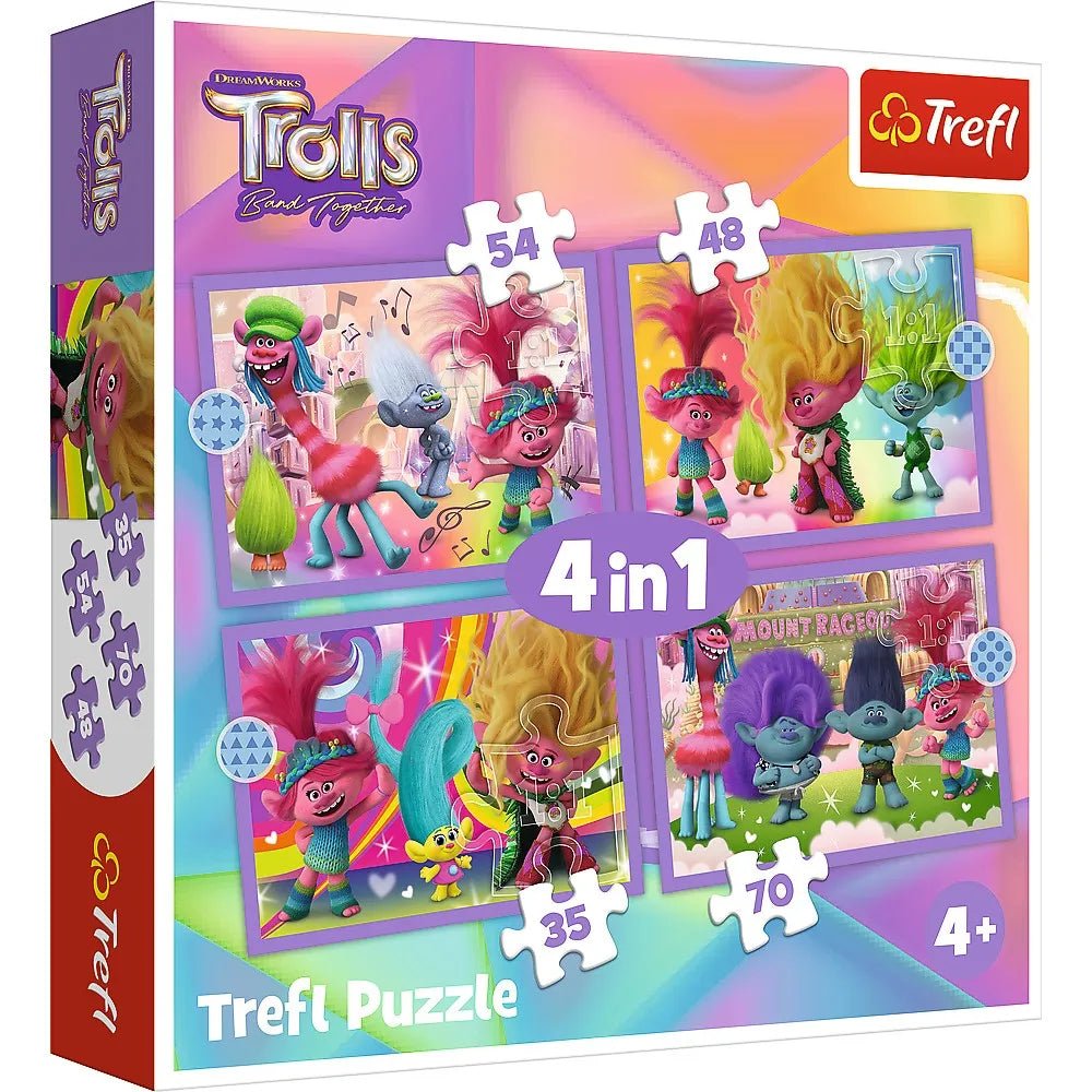 Puzzles 4 in1 trolii aventurile trolilor colorati - Publisol.ro