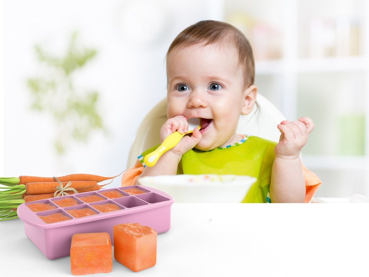 Recipient refrigerare hrana bebe, roz 59 ml x 10 cub, Melii - Publisol.ro