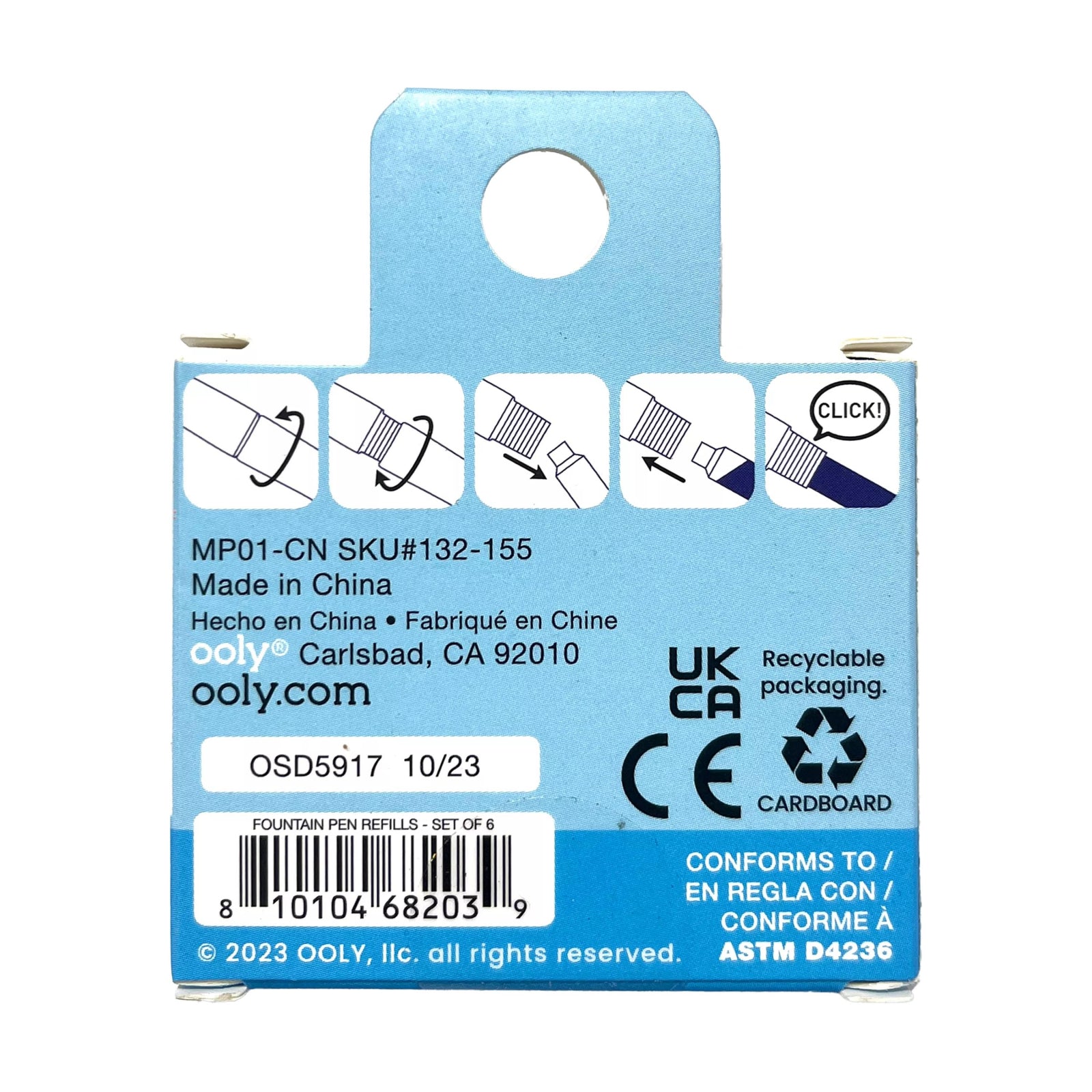 Rezerve Splendid pentru stilouri - cerneala albastra si neagra, set de 6 - Ooly - Publisol.ro