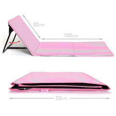 Saltea de plaja cu buzunar, dungi roz - boppi - Publisol.ro