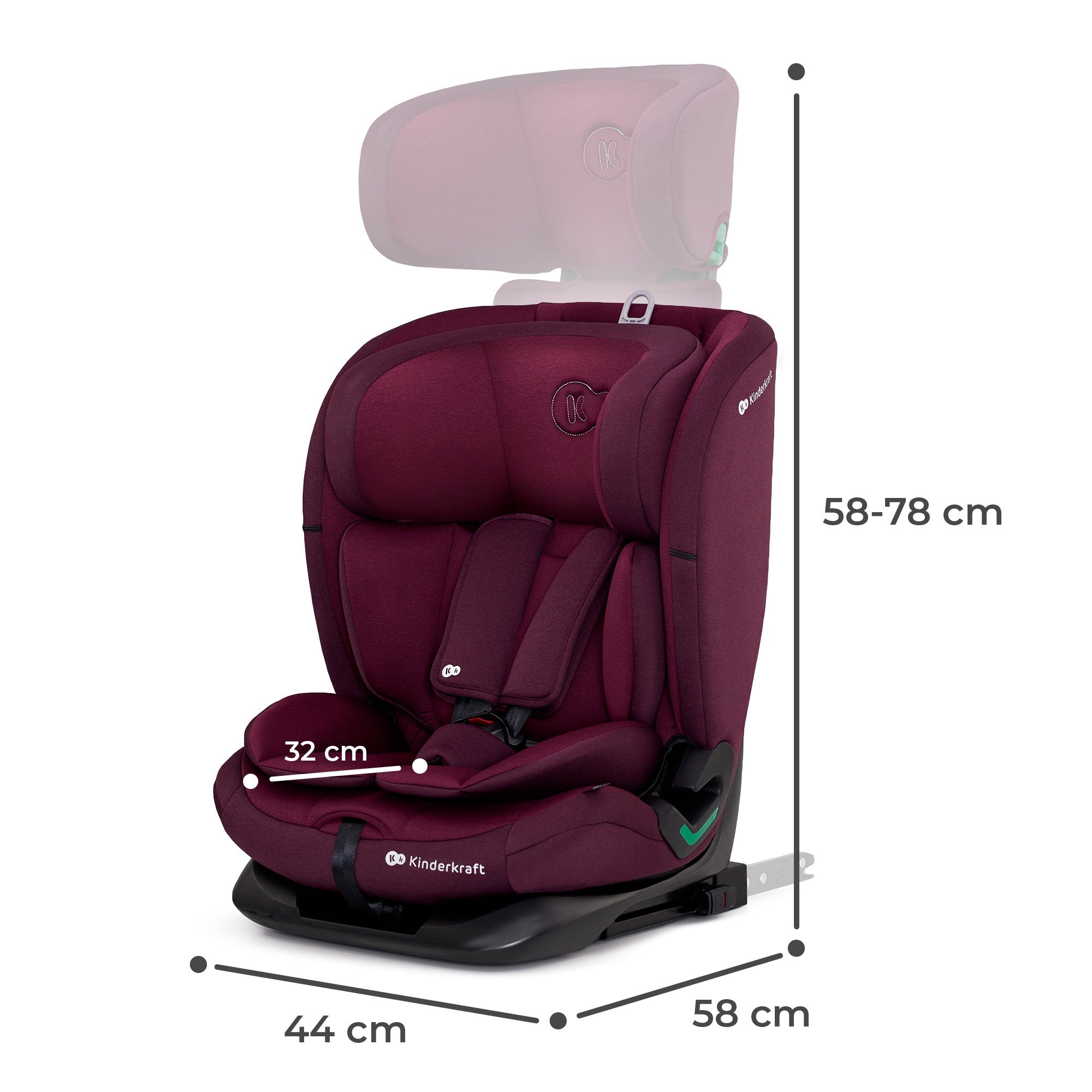 Scaun auto i - size, 76 - 150 cm oneto 3, isofix, cherry pearl - Publisol.ro