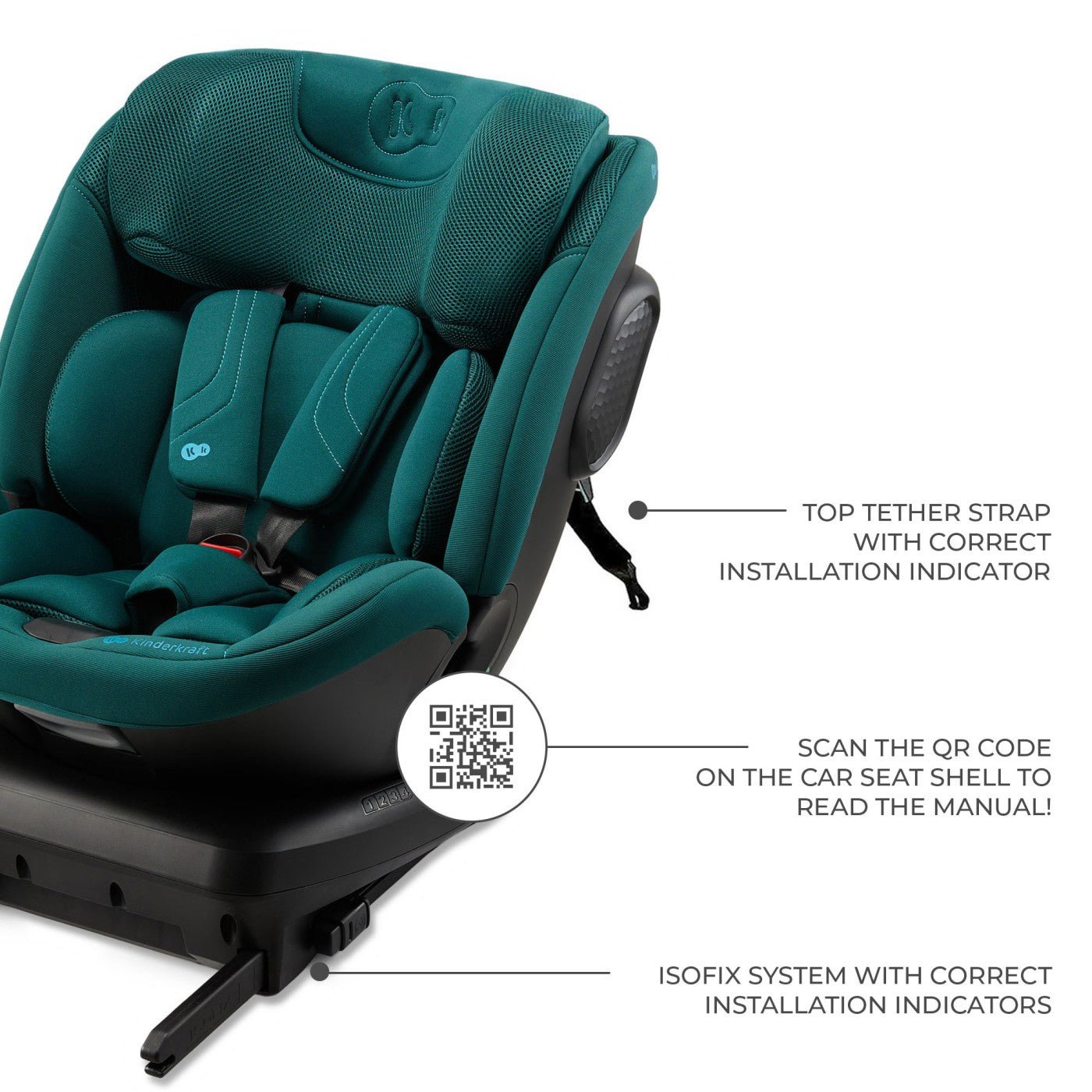 Scaun auto Kinderkraft xpedition 3 i - size 40 - 150 cm, green - Publisol.ro