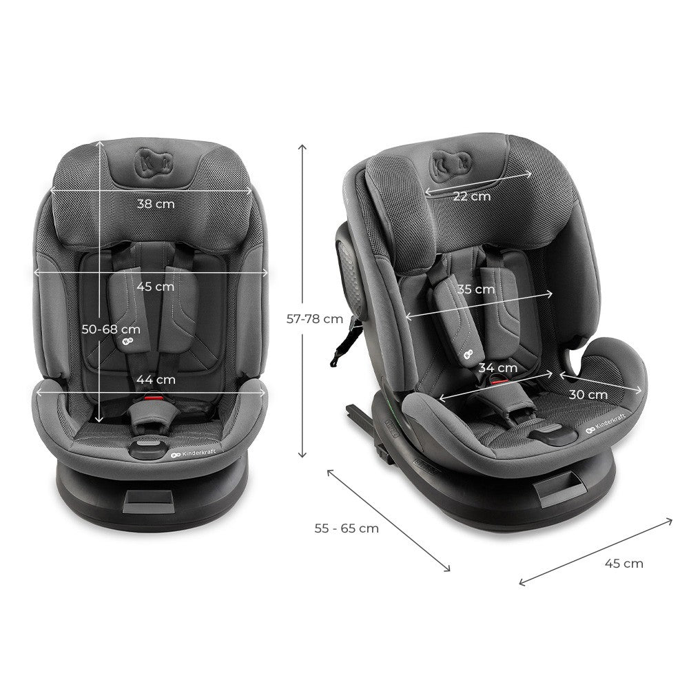 Scaun auto Kinderkraft xpedition 3 i - size 40 - 150 cm, grey - Publisol.ro