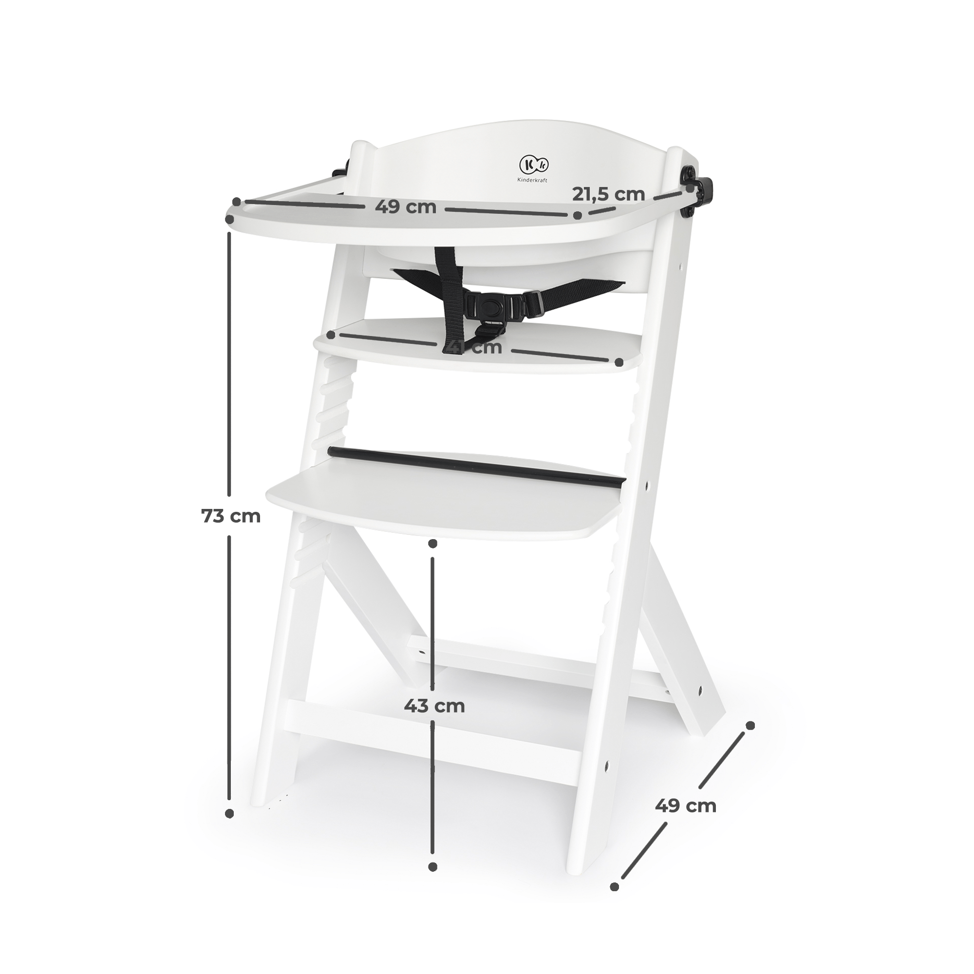 Scaun de masa Kinderkraft enock, 3 in 1, full white - Publisol.ro