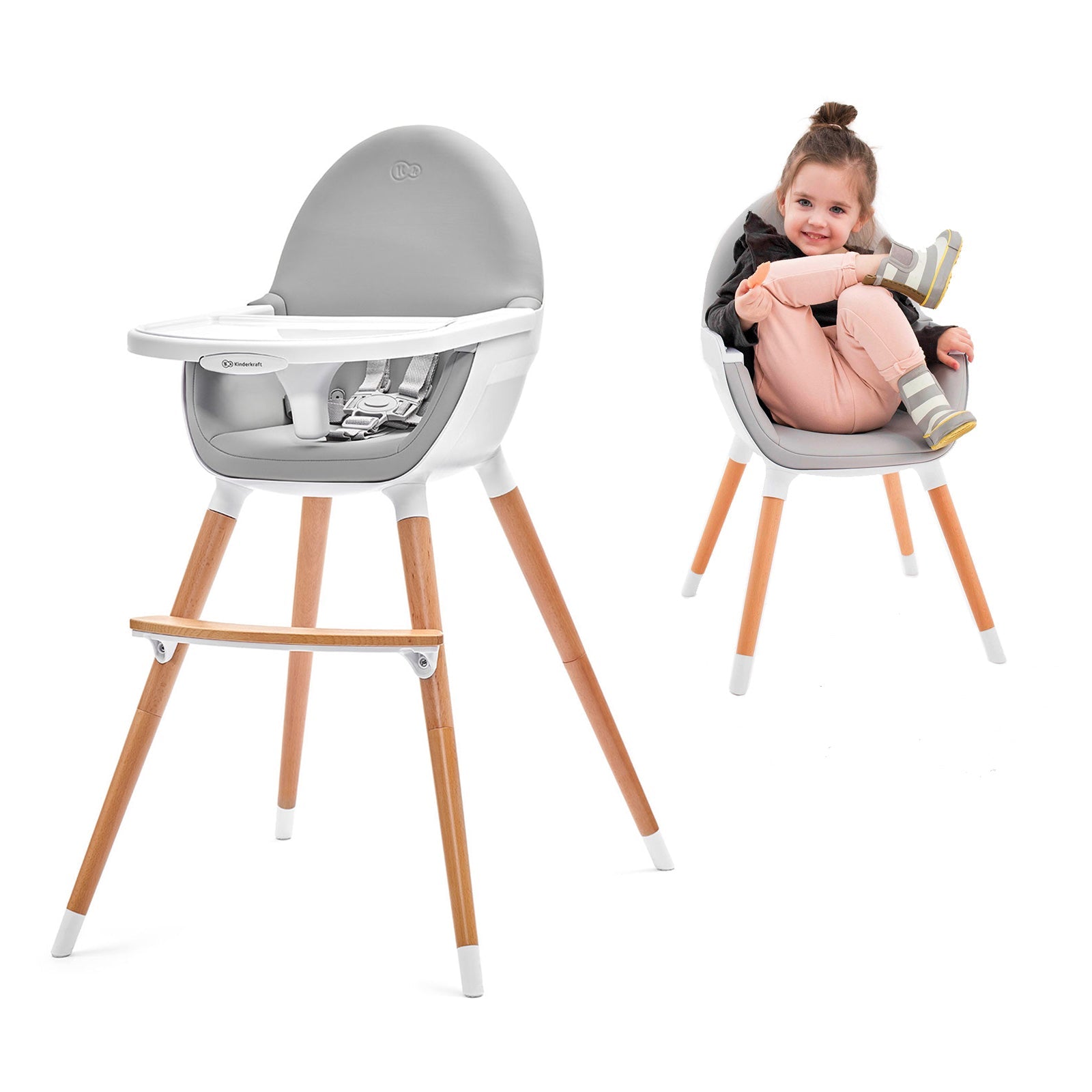 Scaun de masa Kinderkraft fini, 2 in 1, grey - Publisol.ro