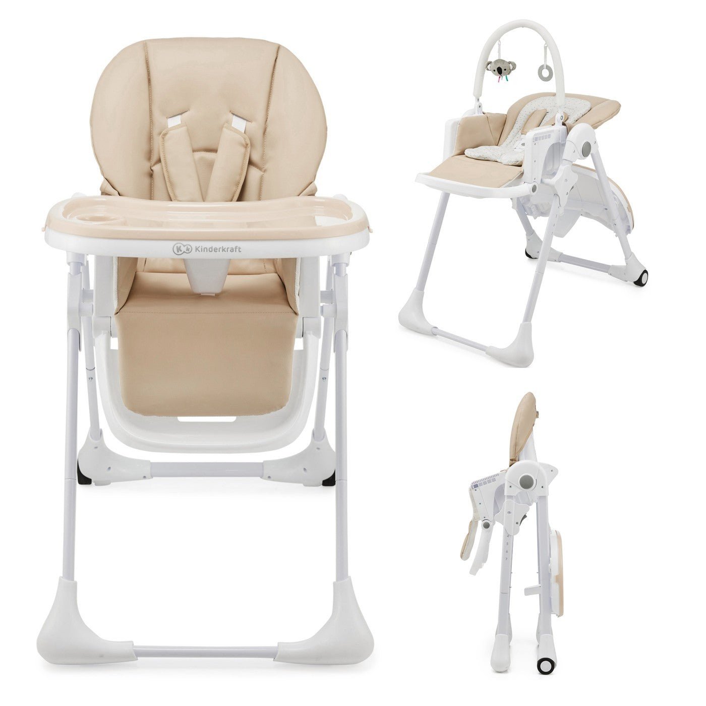 Scaun de masa Kinderkraft tummie, pliabil, beige - Publisol.ro